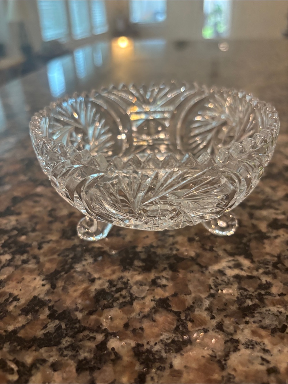 Pressed Glass Compote Bowl with Footed Base - Clear
